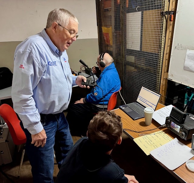 Operating the radios at 12th Lincoln scouts for JOTA 2025