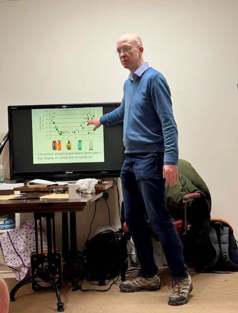 Paul Bingham giving a talk on glass used in valves